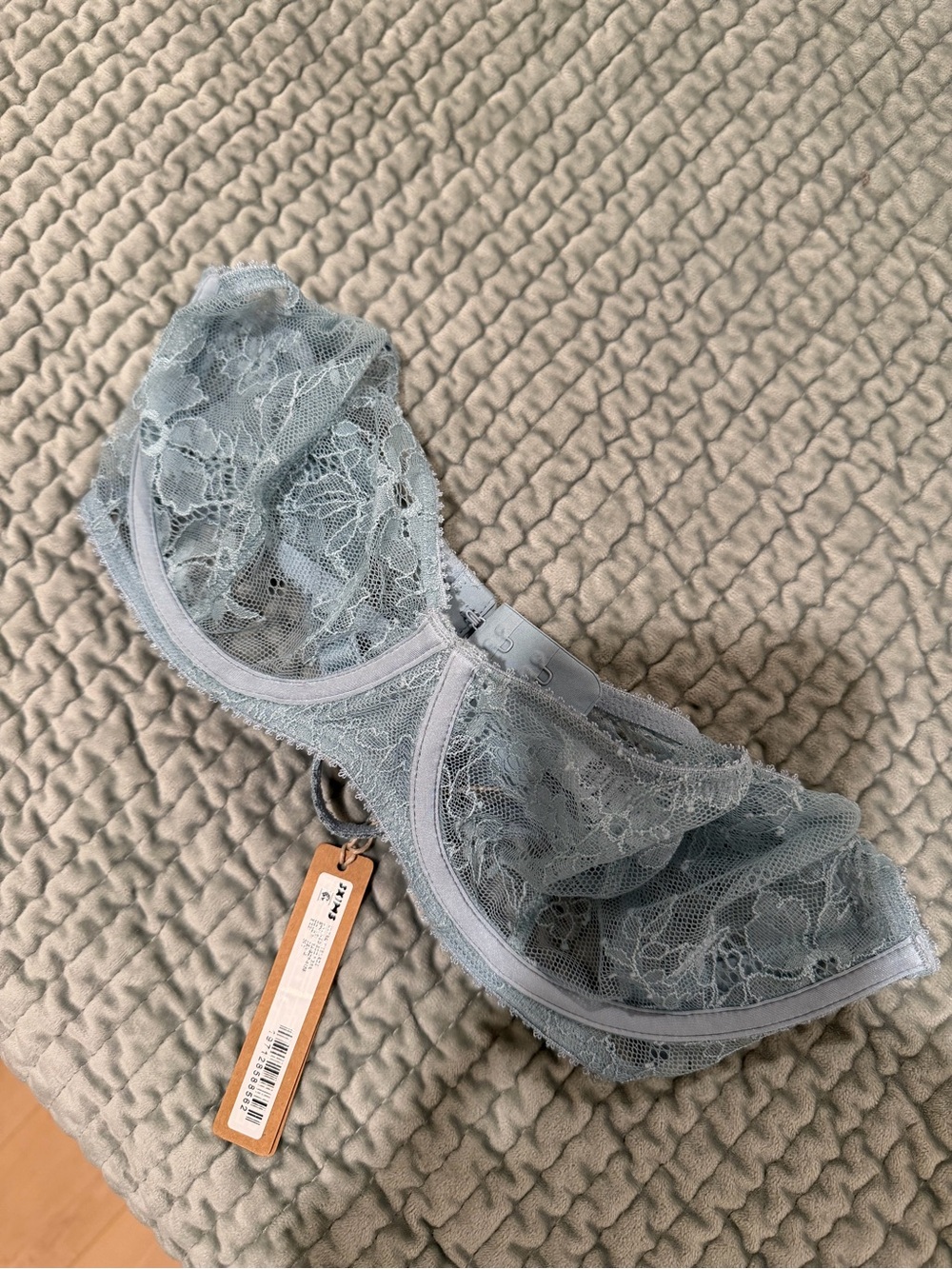 SKIMS Lace Underwire Bra in Pale Blue